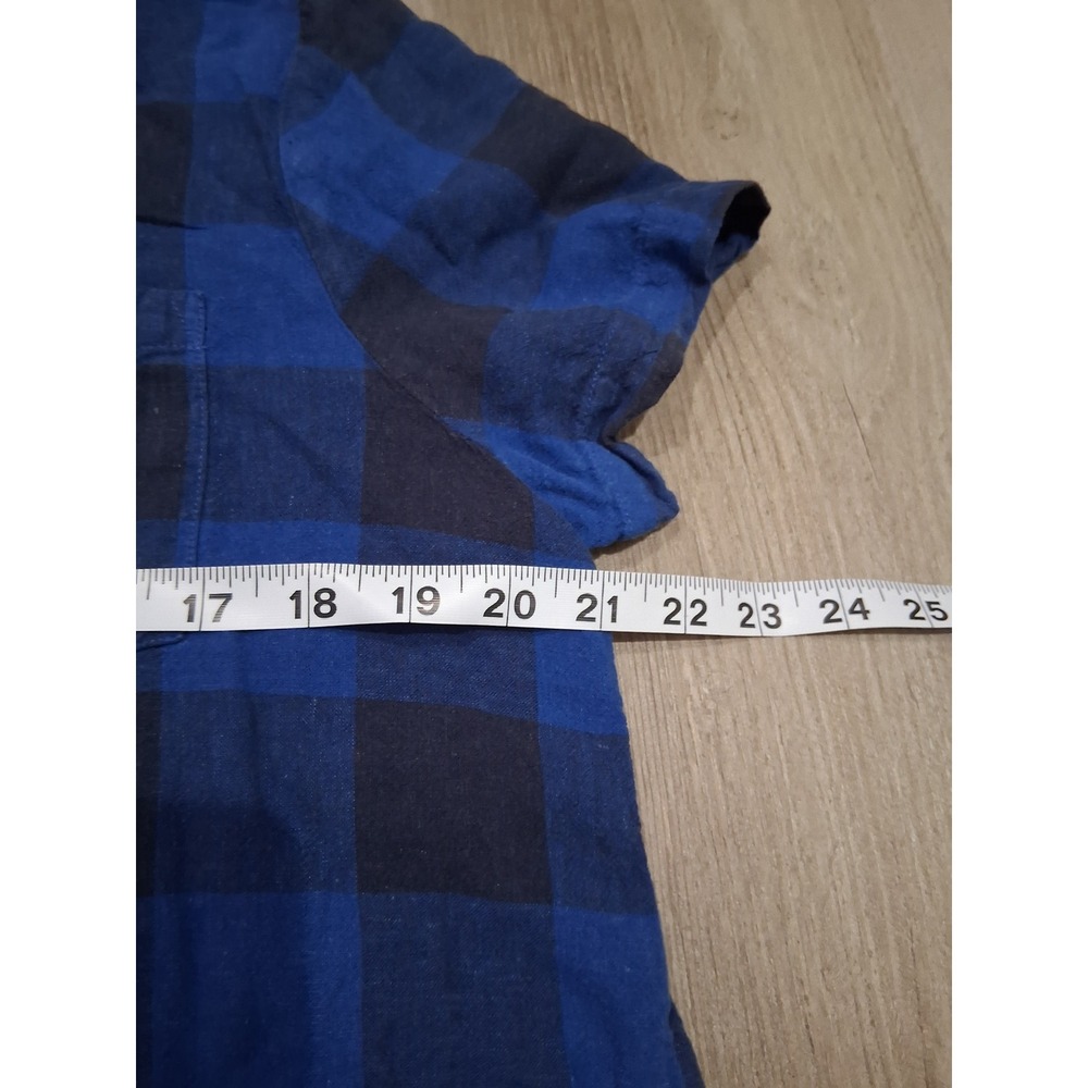 Lucky Brand Womens Blue Black Buffalo Plaid Short Sleeve Button Down Shirt M - Picture 4 of 5